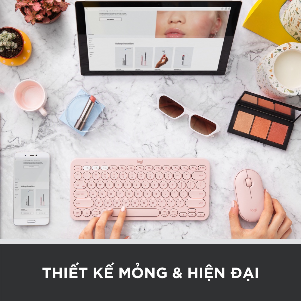 Chuột không dây Logitech Pebble Wireless M350 - Bluetooth/ USB, nhỏ gọn, giảm ồn, MacOS / PC