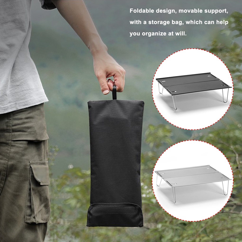 Bàn kim loại mini màu đen có thể gấp gọn tiện dụng mang theo du lịch cắm trại