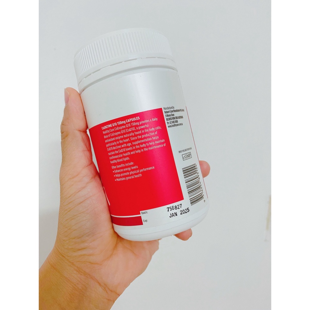 Viên bổ tim Healthy Care Coenzyme Q10 150mg, lọ 100 viên của Úc