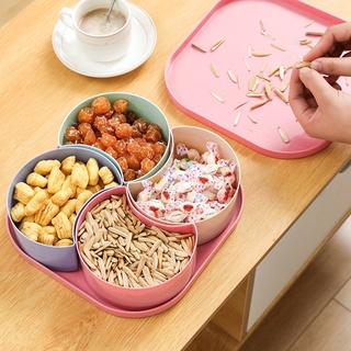 Khay vuông đa năng đựng bánh kẹo, thực phẩm 4 ngăn