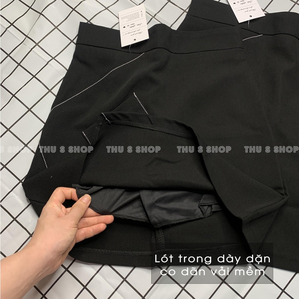 [Mã FAMANU82 giảm 10% đơn 0đ] Chân váy A dáng ngắn túi lệch viền chỉ nổi THUS, Váy kiểu cạp lưng cao cá tính | BigBuy360 - bigbuy360.vn