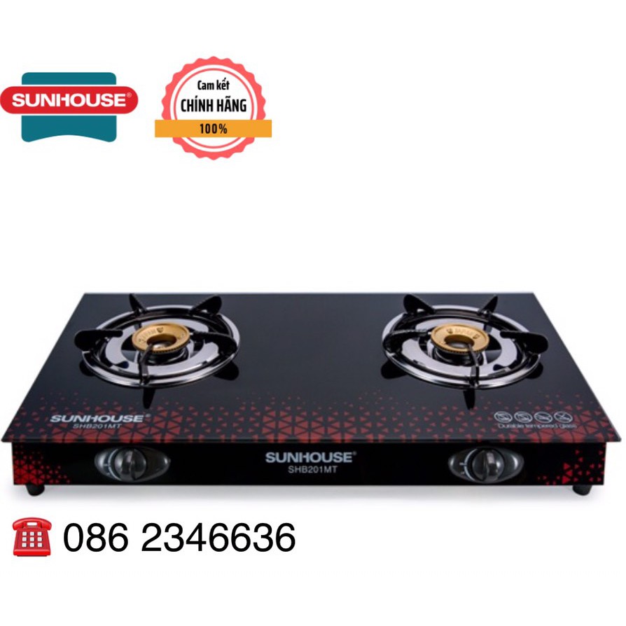 Bếp gas đôi dương kính 2 lò Sunhouse SHB201MT