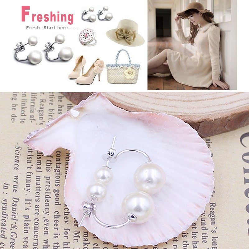 Bông Tai Ngọc Trai Hàn Quốc S925 Mạ Bạc Bạch Kim Không Gây Dị Ứng Bông tai Ngọc Trai Ngắn Bông Tai Ngọc Trai Đính Ngọc Trai Bộ Đôi Bông Tai