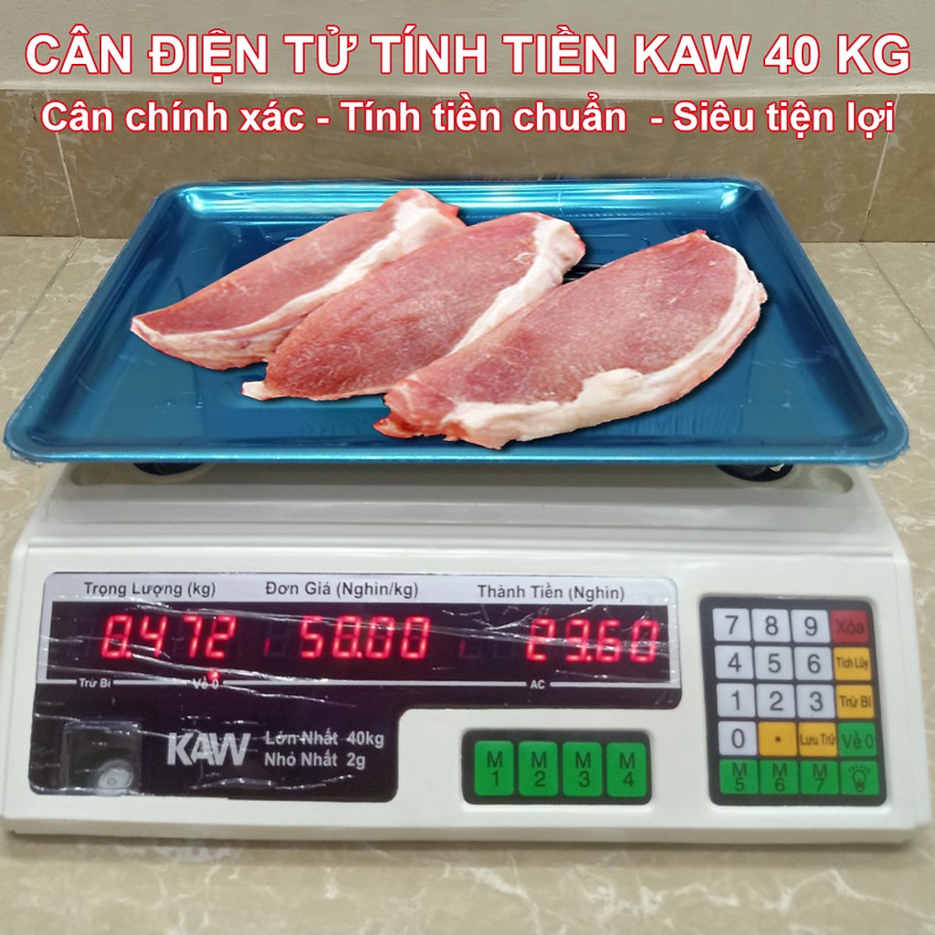 Cân Nhà Bếp, Cân Điện Tử Tính Tiền KAW 40Kg Cao Cấp Tiếng Việt, Cân Điện Tử Bán Hàng Hoa Quả Hải Sản Chính Xác, Tiện Lợi
