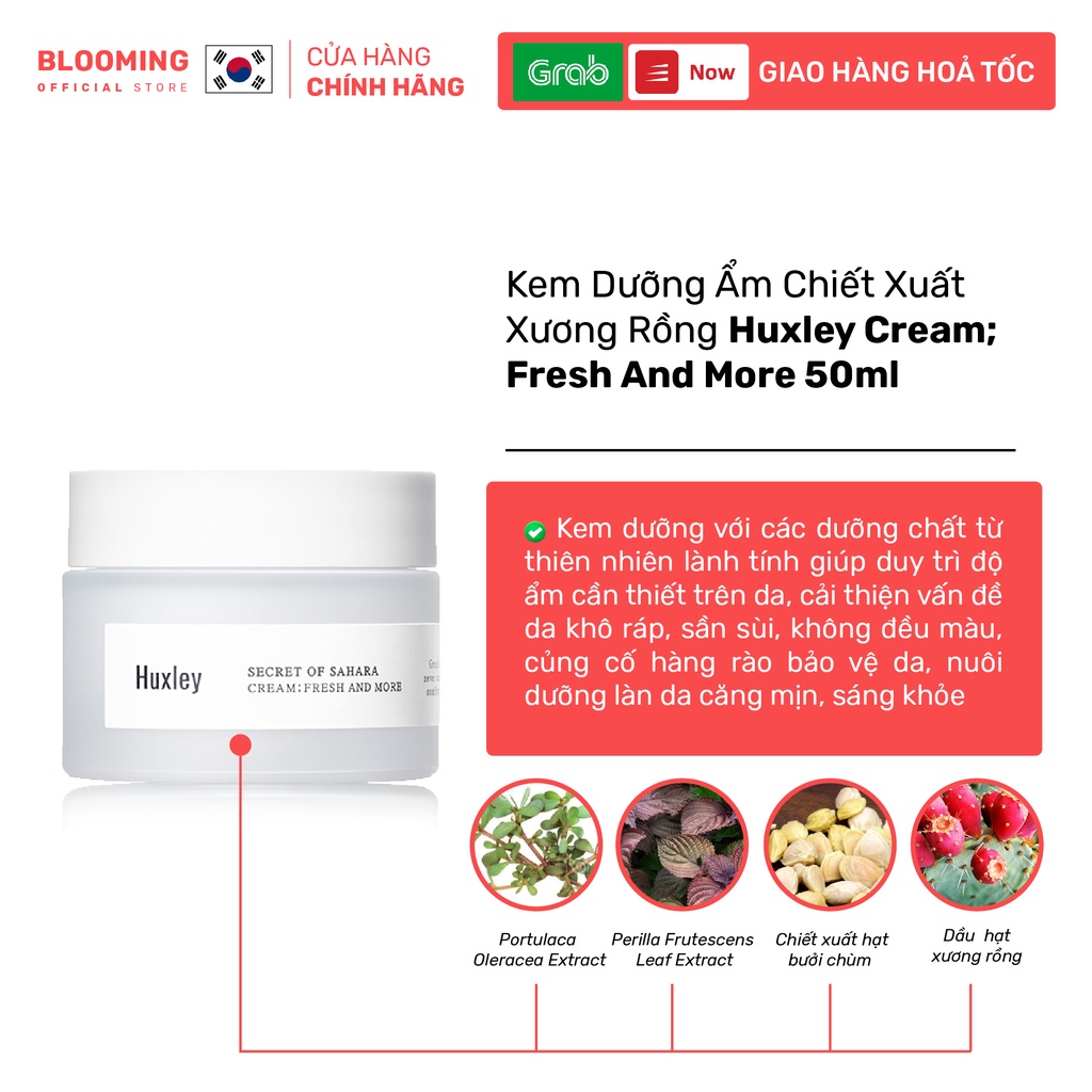 Kem Dưỡng Ẩm Chiết Xuất Xương Rồng Huxley Cream; Fresh And More 50ml