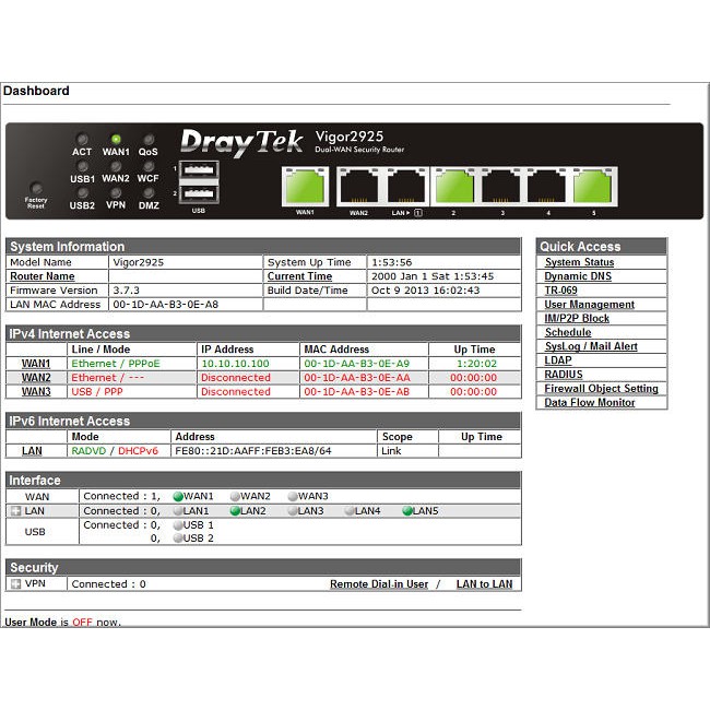 Thiết bị cân bằng tải DrayTek Vigor2925Fn có Wireless Router 2925Fn