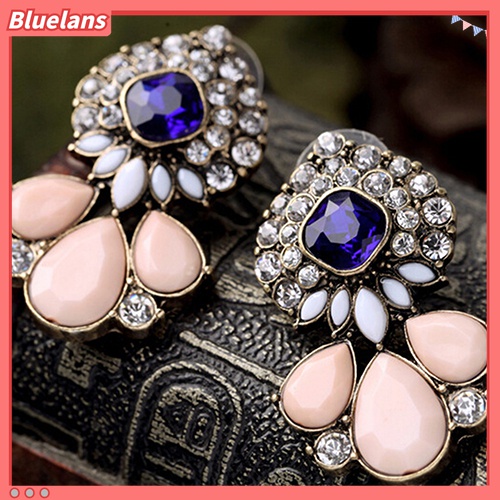 Cặp khuyên tai đính đá quý nhân tạo phong cách cổ điển sang trọng dành cho nữ