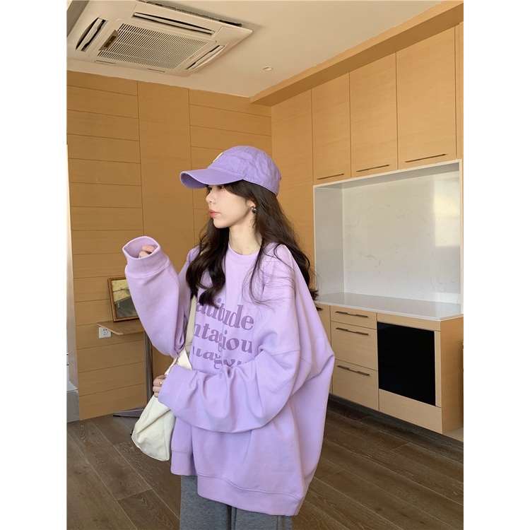 Áo sweater nữ form rộng 2022 chất nỉ đẹp, áo sweater form rộng màu tím, be, vàng hồng unisex nam nữ thời trang quản