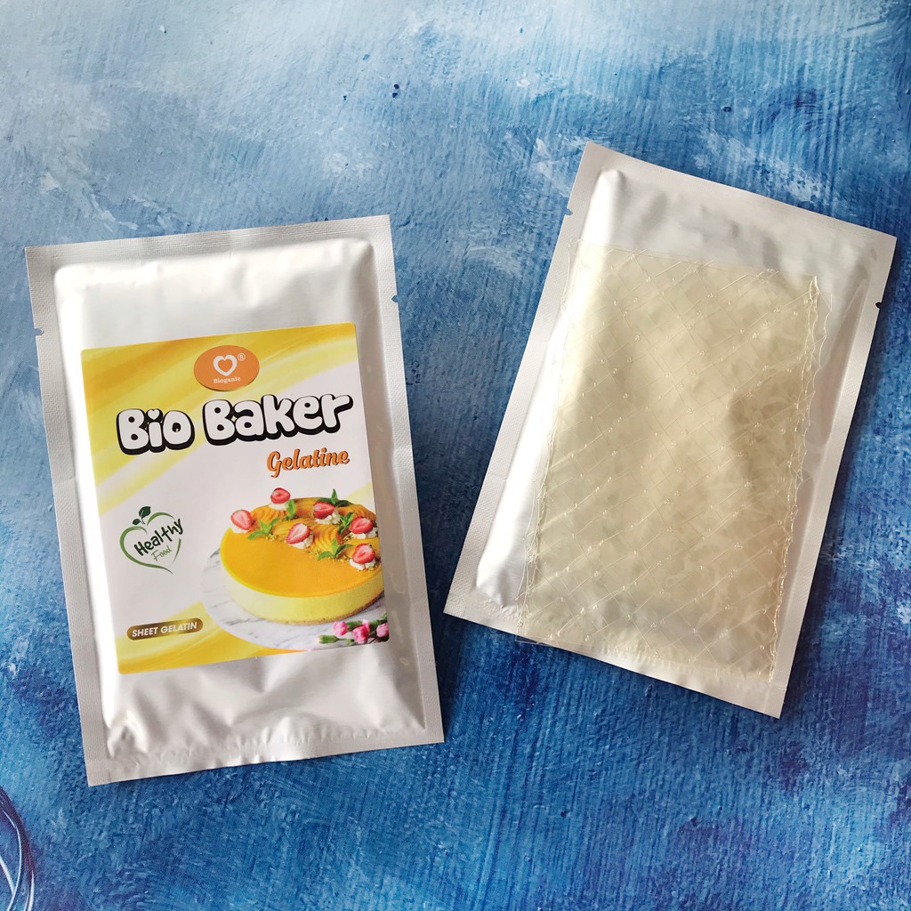 Gelatin lá túi 10 lá nhỏ, Gelatine lá Bio Baker xuất xứ Châu Âu