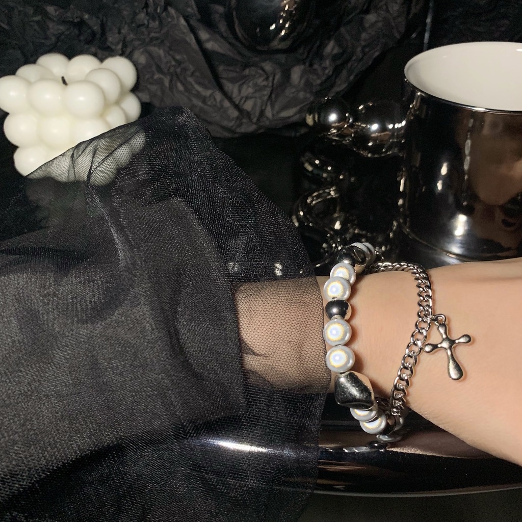 Vòng Tay Chuỗi Hạt Hình Thánh Giá Phong Cách hip hop Châu Âu Cá Tính