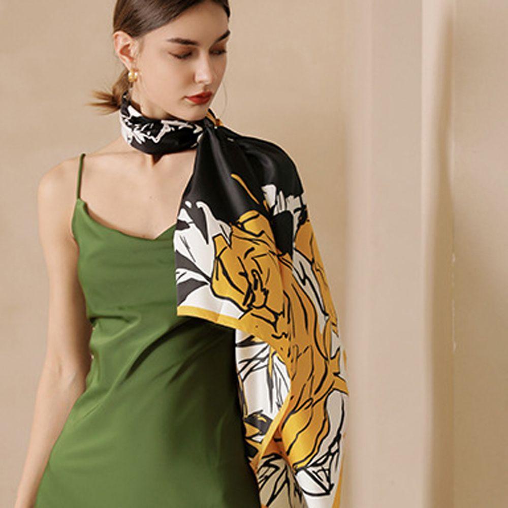 Khăn Choàng Cổ Bằng Lụa In Họa Tiết Phong Cách Retro Hàn Quốc Thời Trang Mùa Hè