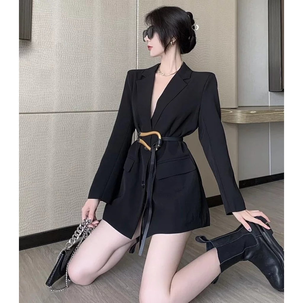 Áo Khoác Vest Blazer Kèm Thắc Lưng Thời TRang Nam Nữ