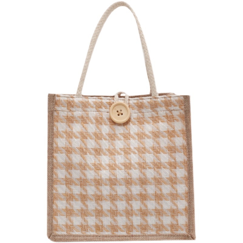 Túi tote trong túi vải lanh nữ hoạ tiết Houndstooth thời trang YM380