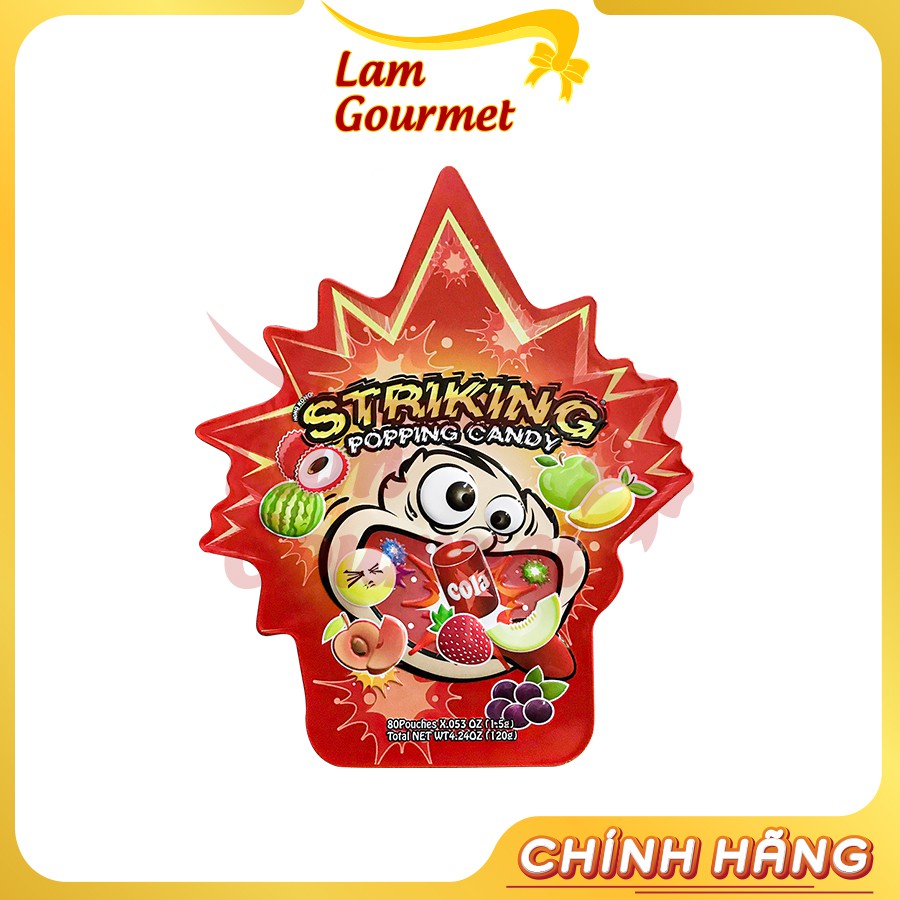 Kẹo nổ Striking Popping Candy Hộp Thiếc 120g Nhiều Mùi Vị  - Lam Gourmet