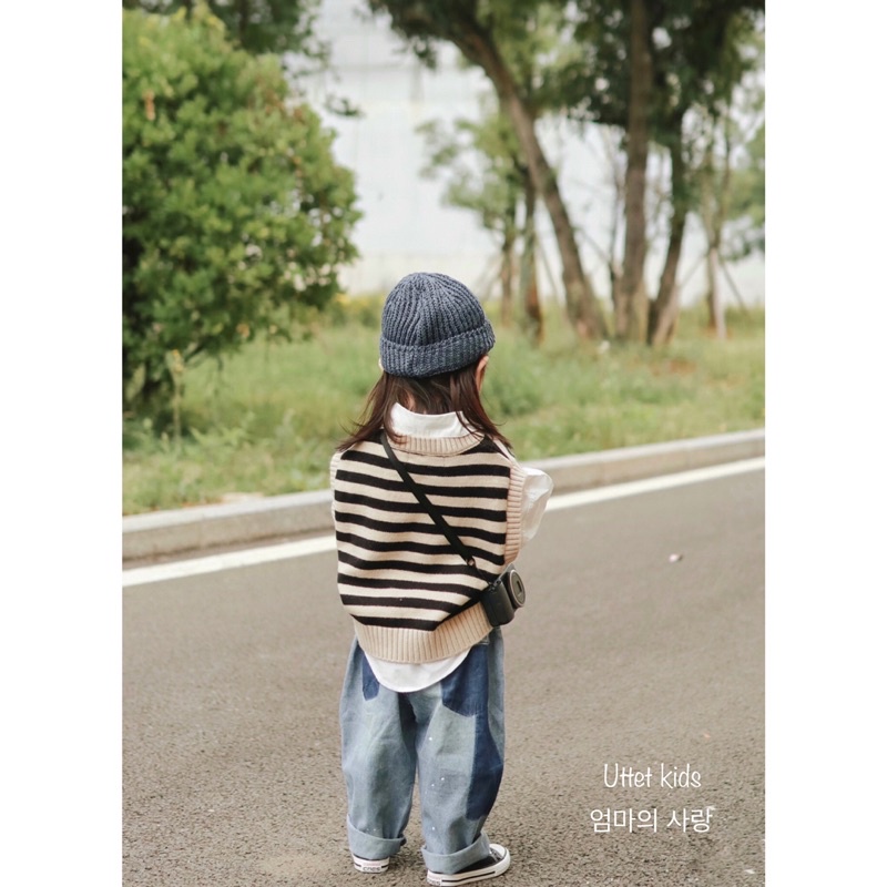 [Ảnh thật] ÁO GILE LEN SỌC HÀN QUỐC DÀNH CHO BÉ GÁI VÀ BÉ TRAI TỪ 1-6T SIZE 80 ĐẾN 120