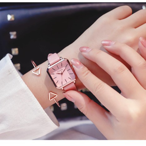 Đồng hồ nữ ULZZANG 5029 dây da mềm mặt vuông cổ điển Bán lẻ giá sỉ