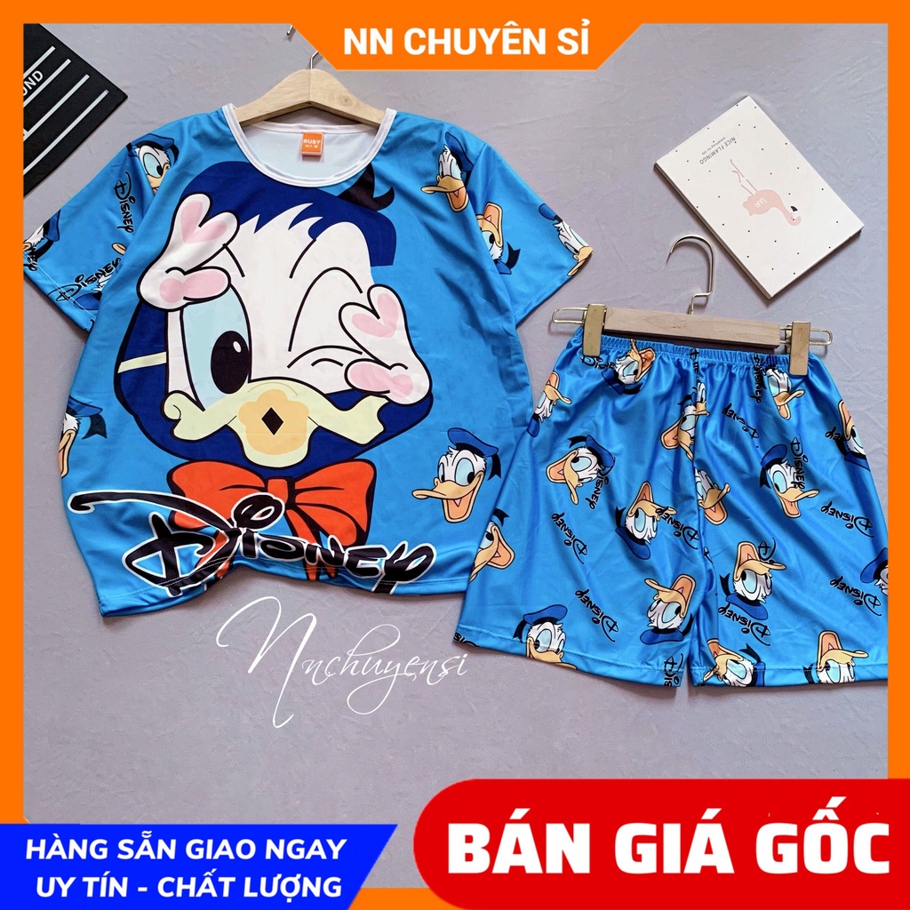 Đồ bộ bé gái chất thun mềm mát in hình vịt hoạt hình dễ thương Đồ bộ size đến 70kg DBRBD FULL SIZE