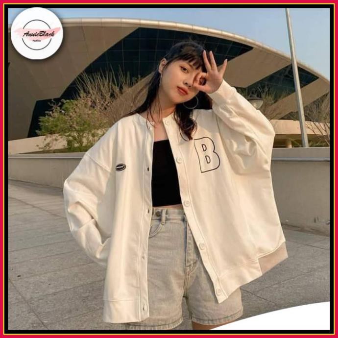 [Mã  ANUI20 hoàn 20k xu đơn 0đ] Áo Khoác Bomber Nỉ 🦋 Áo Nỉ In Chữ BomBer B Phản Quang Dáng Unisex 2 Màu 🦋 AB | BigBuy360 - bigbuy360.vn