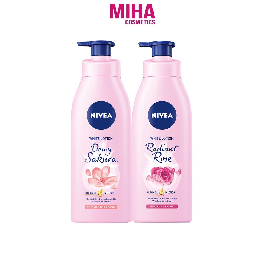 Sữa Dưỡng Thể Dưỡng Ẩm Sáng Da Nivea White Lotion Radiant Dewy 350ml Hương Hoa Hồng Hoặc Hoa Anh Đào