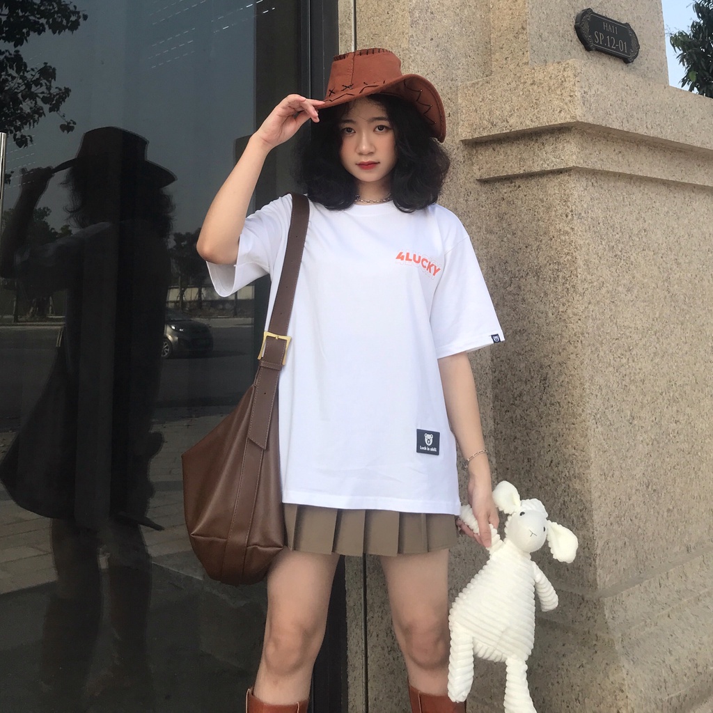 Áo thun trơn unisex 4lucky 6010 - tay lỡ form rộng oversize streetwear giá rẻ