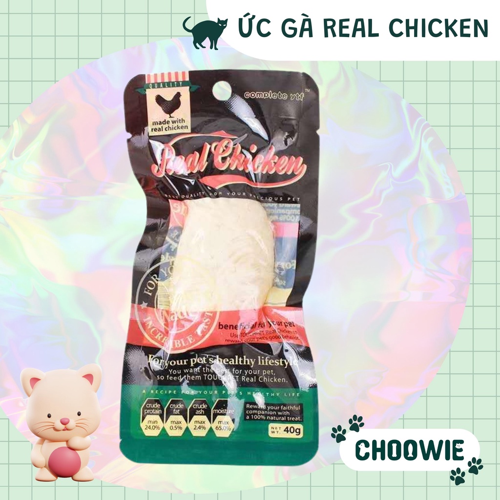 Ức gà ăn liền Real Chicken 40 gr | Đồ ăn chó mèo