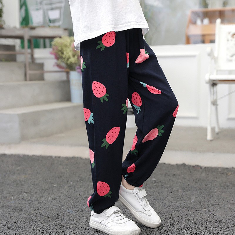 Quần dài thể thao vải cotton mỏng dáng rộng chống muỗi phong cách Hàn Quốc cho bé 70-150cm