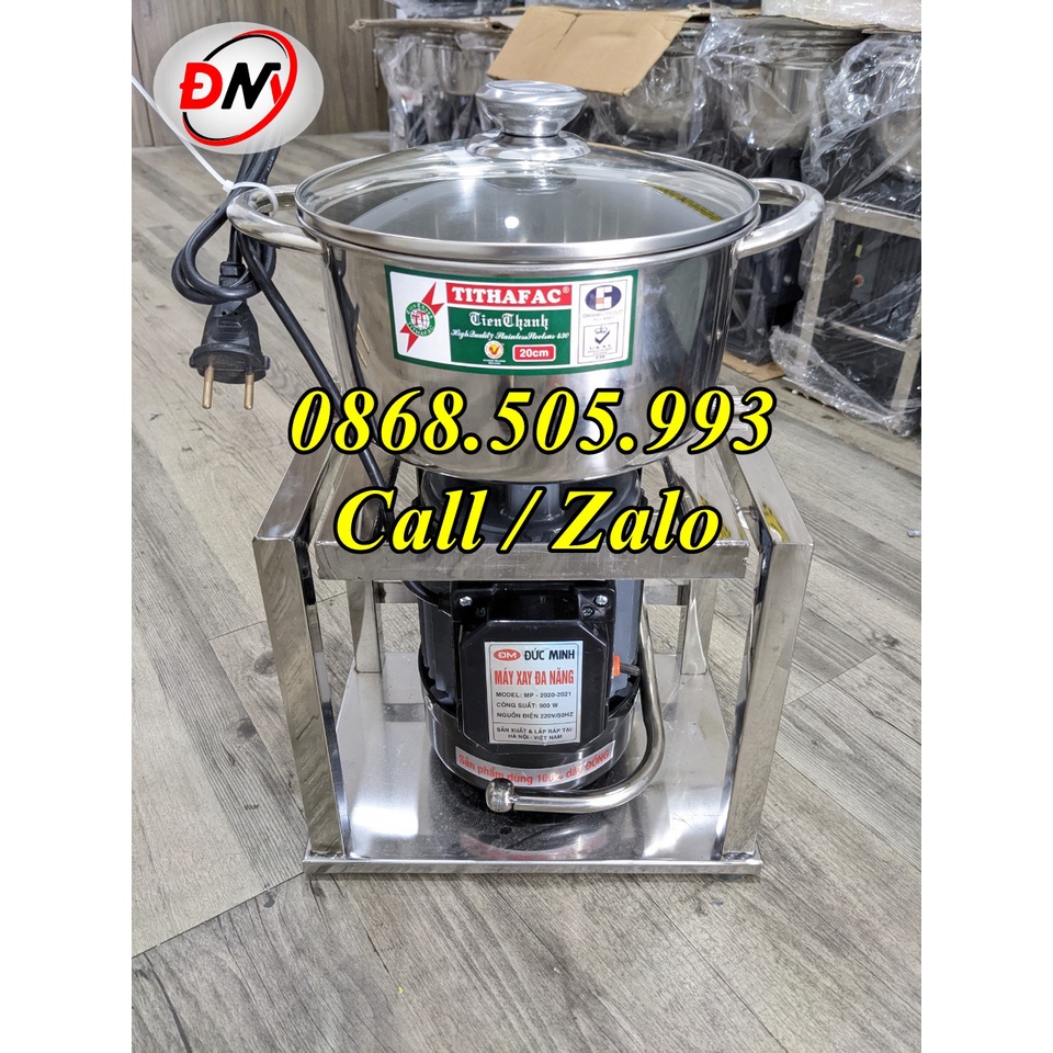 Cối xay chà bông, máy làm giò chả, máy quết nhuyễn thịt làm giò chả loại 1kg khung Inox Công suất 900w nồi 20cm