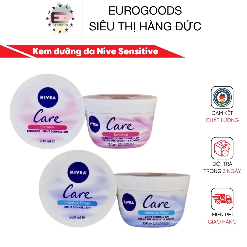 Kem dưỡng da Nive Xanh ⚡ SALE CỰC SỐC ⚡ NIVEA CARE 200ML Kem Dưỡng Da Chuyên Sâu/Nhạy Cảm – Nội địa Đức