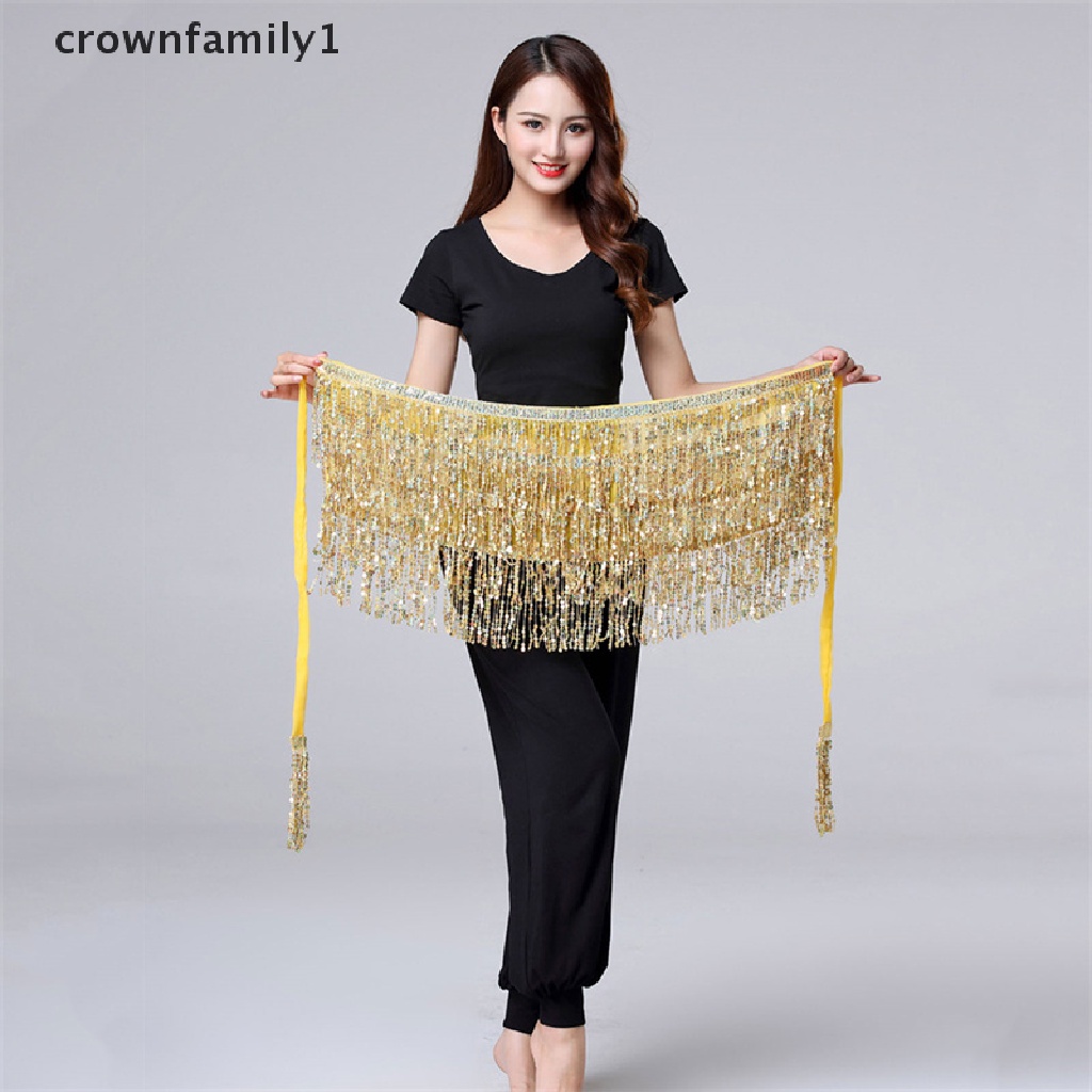 [crownfamily1] Chân Váy Tua Rua Ôm Hông Đính Kim Sa Lấp Lánh Dành Cho Bạn Nữ Mặc Khiêu Vũ