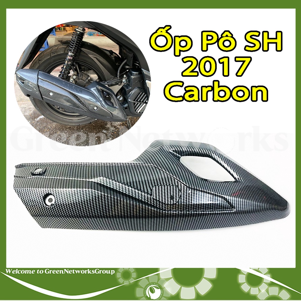 Ốp pô Carbon xe Sh 2017 Greennetworks ( 1 Cái )