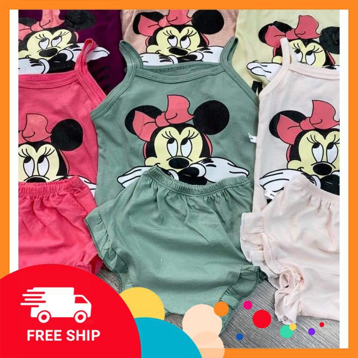 Set Trang Phục Bé Gái Đồ Bộ Trẻ Em Mickey Chất vải thun cotton mềm mịn đẹp