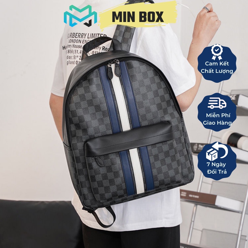 Balo Thường Trang Nam Nữ Da Pu Cao Cấp Chống Nước Cặp Đi Học Đi Chơi Ulzzang Balo Đựng Laptop 15.5 inh - MINBOX
