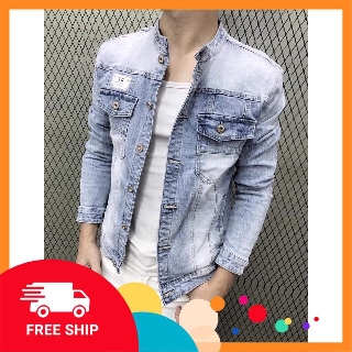Áo Khoác Jeans Nam Áo Khoác Nam Dáng Ôm Chất Vải Dày Cao Cấp