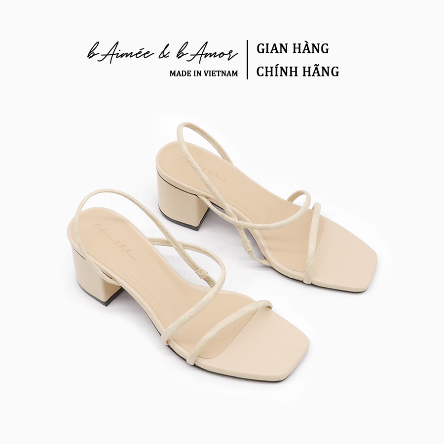 Sandal Nữ Cao Gót bAimée & bAmor Quai Mảnh Chéo Mũi Vuông Gót Nhọn Cao 5cm Hàn Quốc Đẹp Giày Chính Hãng Cao Cấp - MS1637