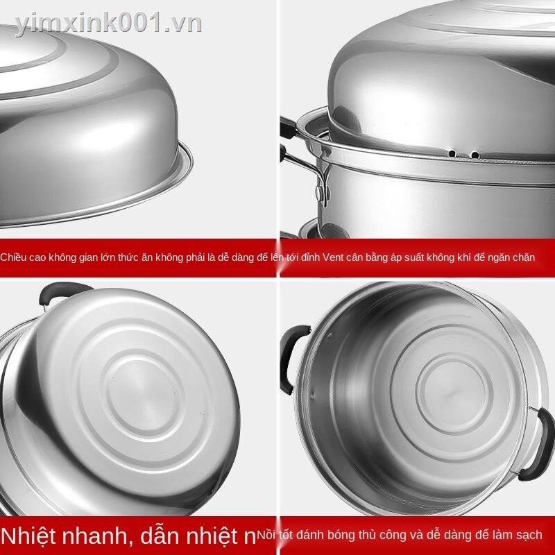 ⊕☽♘Nồi Hấp Inox 22Tầng Ba3Tầng Dày Lẩu Hai Tầng Cao Khí Gas, Hấp,