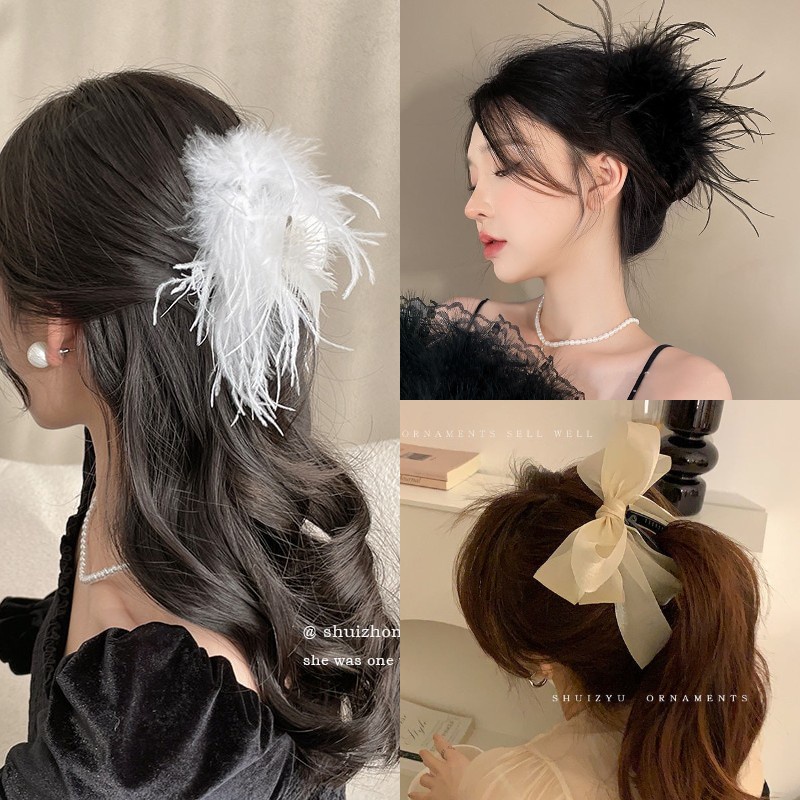 Kẹp Tóc Đính Nơ Và Lông Vũ Thời Trang Cho Nữ