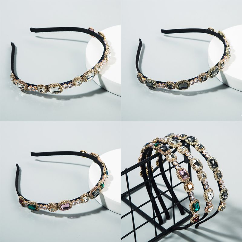 Băng Đô Cài Tóc Đính Đá Nhiều Màu Sắc Lấp Lánh Chống Trượt Thời Trang Cho Nữ Banda