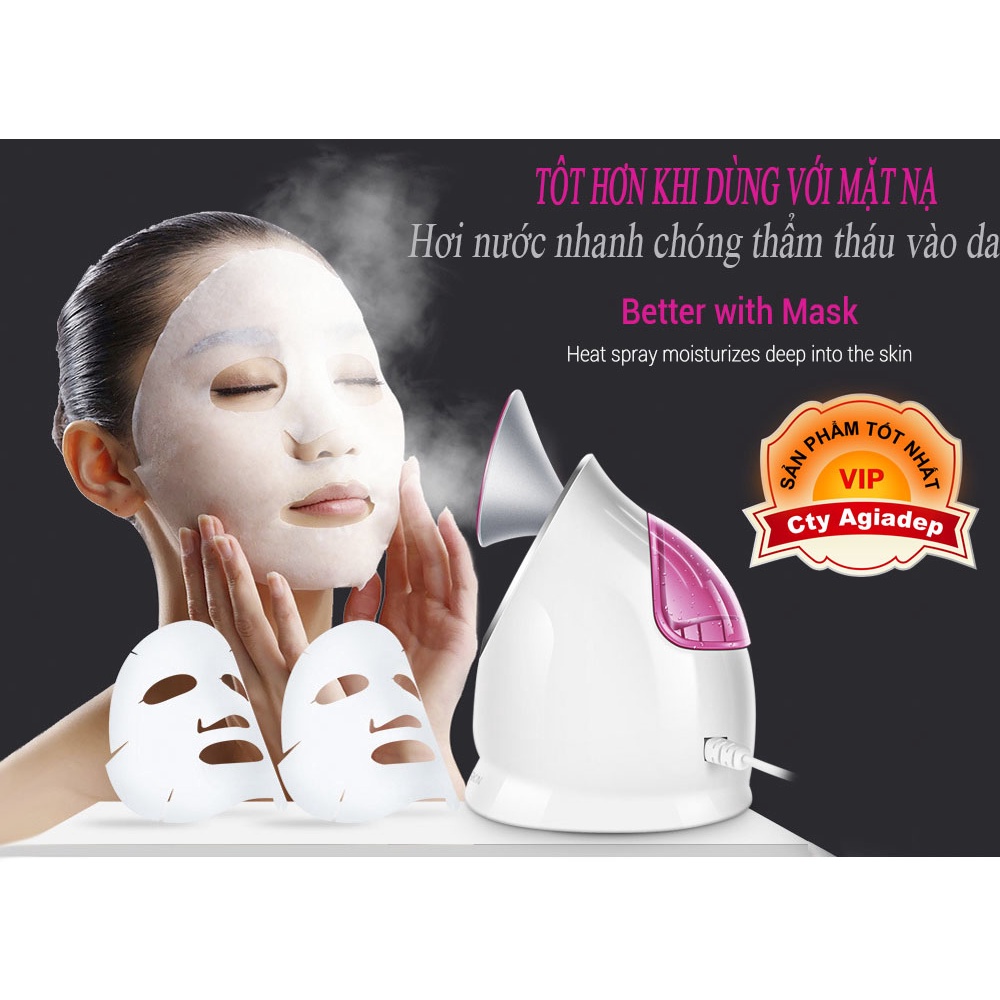 Xịt khoáng nóng Ionic Máy xông hơi mặt tạo ẩm cho da Máy xông hơi khử trùng bằng ozone Tiệt trùng hương thơm - Agiadep