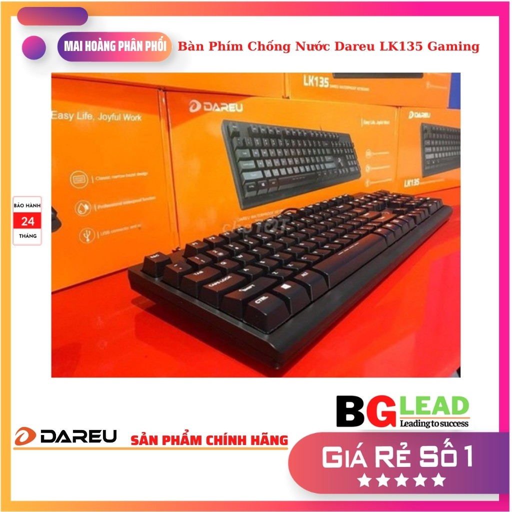 Bàn Phím Chống Nước Dareu LK135 Gaming - Bảo hành toàn quốc 24 Tháng chính hãng Mai Hoàng