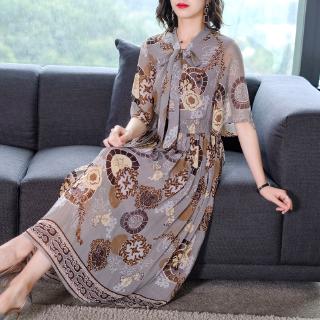 Đầm Voan Xếp Ly Cổ Thắt Nơ Xinh Xắn Cho Nữ