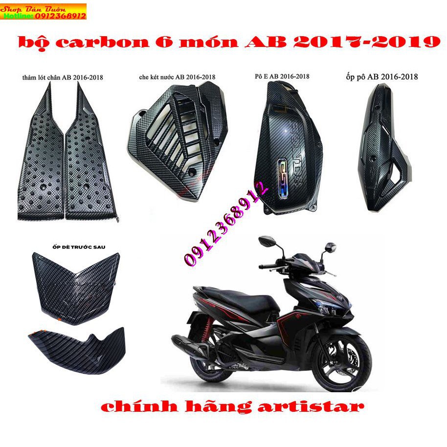 COMBO BỘ 6 MÓN CARBON XE MÁY(AB) AIR BLADE 2016-2019   ( chi tiết liệt kê bên dưới)