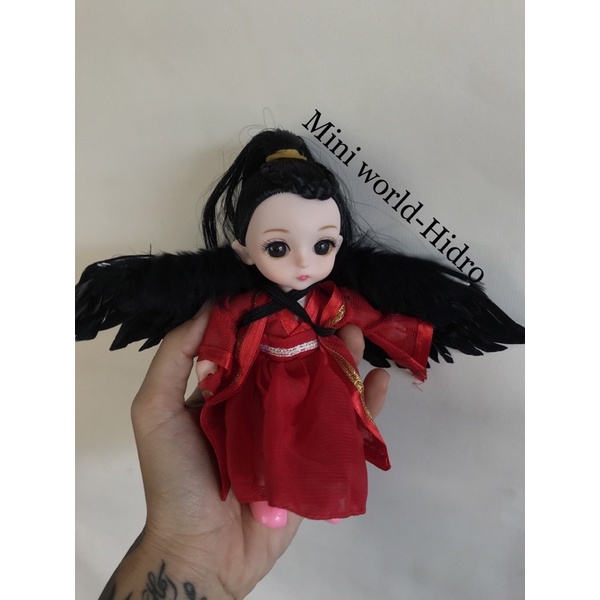 Phụ kiện mô hình cánh thiên thần trắng đen lông vũ búp bê Barbie Baboliy BJD tỉ lệ 1/8, 1/6