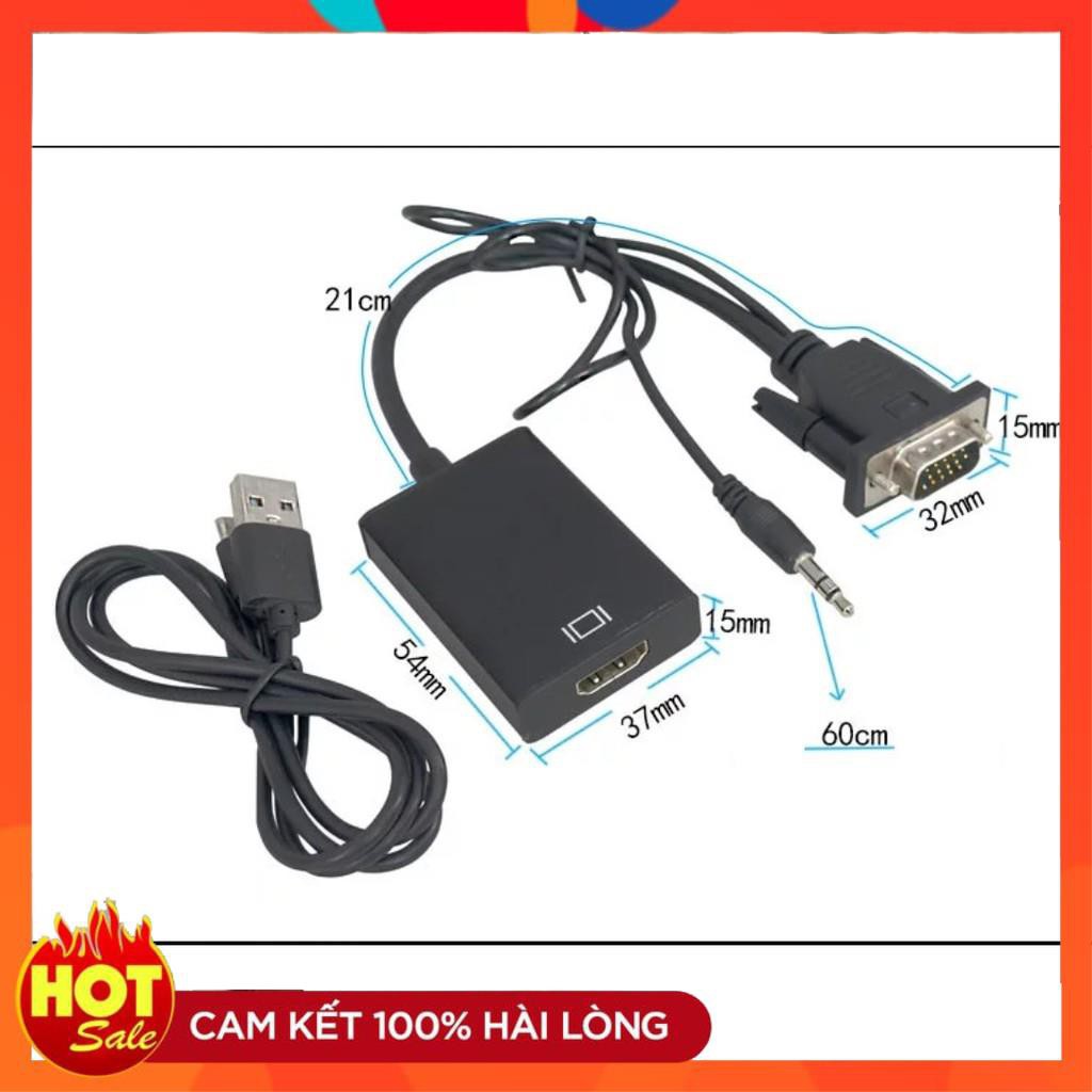 [Chính Hãng]Cáp chuyển VGA to HDMI FULL HD có audio âm thanh 3.5-Đầu chuyển đổi tin hiệu Vga sang Hdmi có âm thanh audio