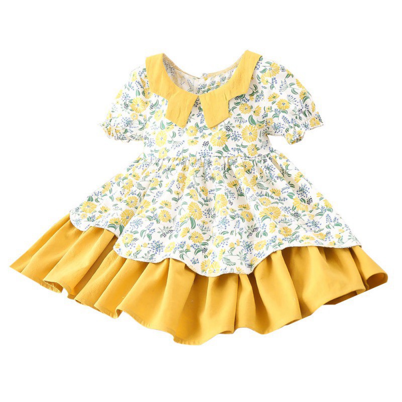 [NHẬP KIDTET hoàn 15% xu đơn 150k] Đầm ngắn tay in hoa dễ thương cho bé gái