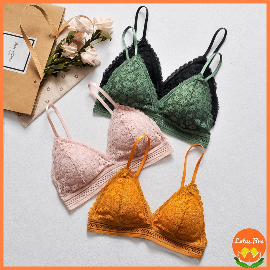 HOT HIT - Áo Bra Ren Hoa Mini Mút Mỏng Cài Sau - BRA 7338!