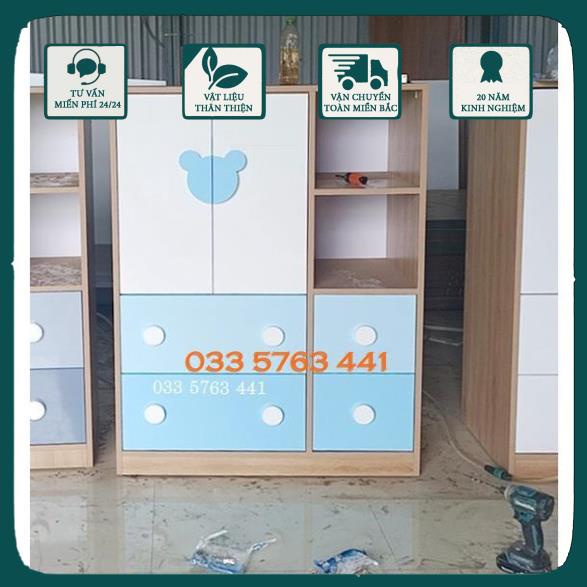 Tủ quần áo gỗ MDF phủ melamine kiểu dáng siêu xinh dành cho bé yêu