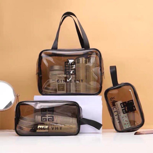 Set 3 Túi Đựng Mỹ Phẩm Trong Suốt Chống Thấm Nước Đa Dạng Kích Thước Đi Biển Đi Bơi Tiện Lợi Du Lịch