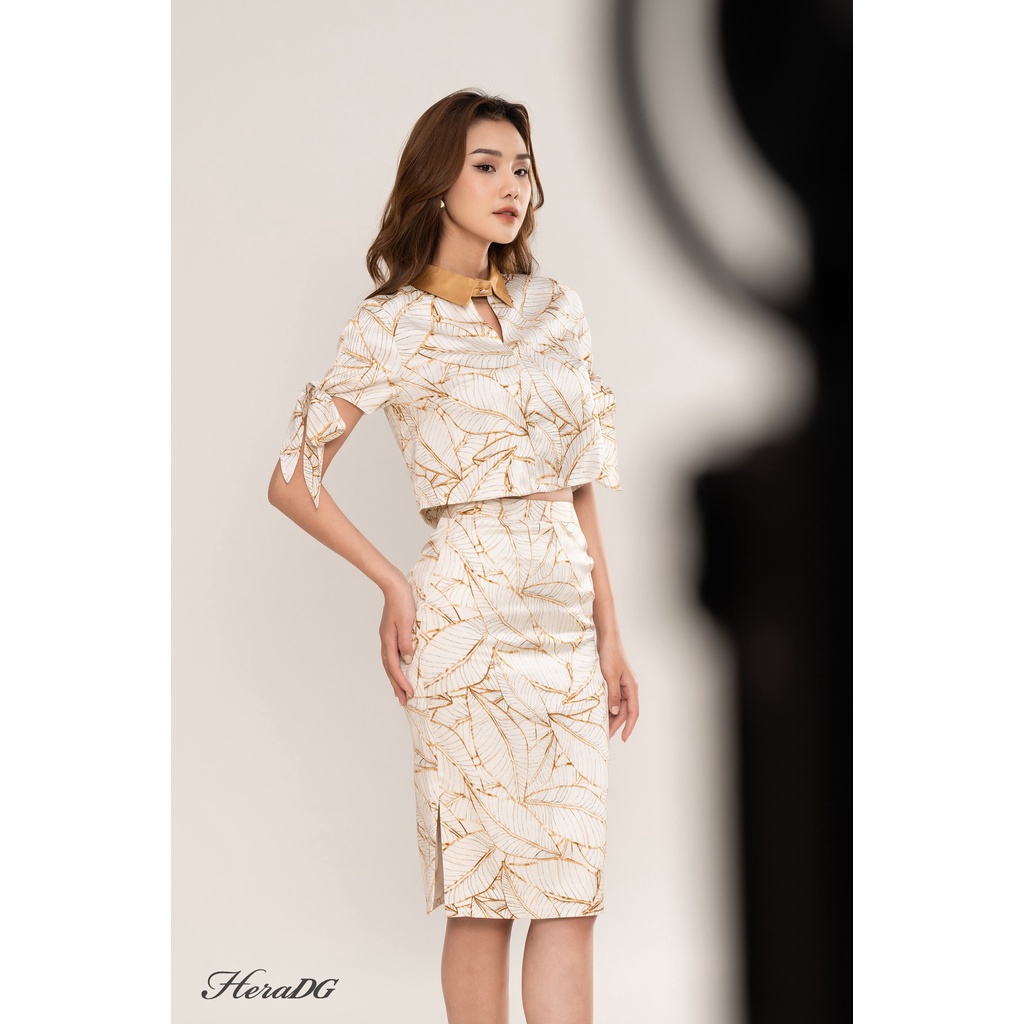 Áo Croptop Tay Nơ Nữ Họa Tiết Trẻ Trung, Năng Động HeraDG STBB3007A