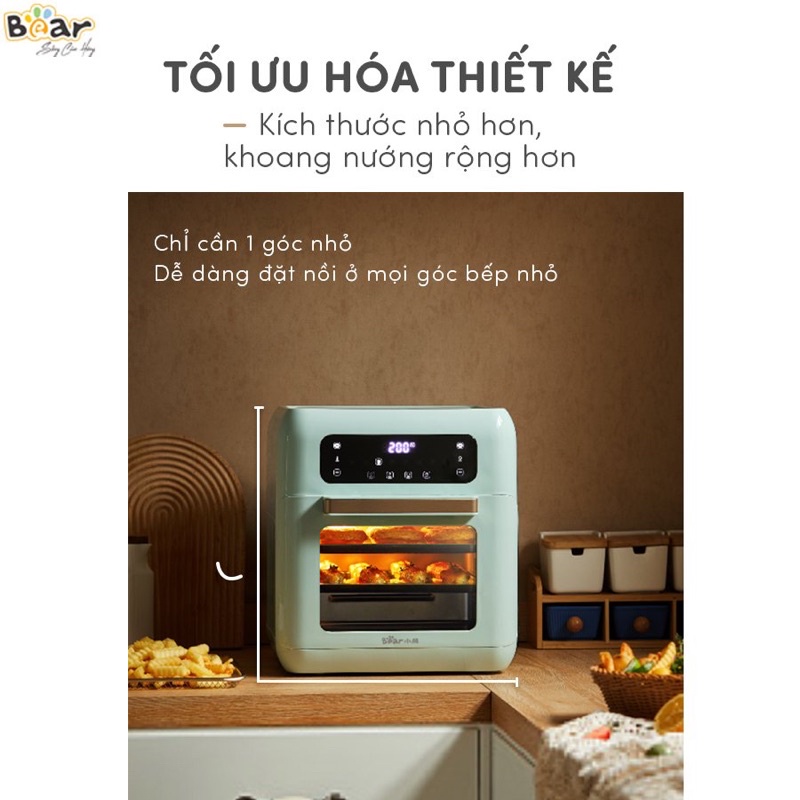 [Mã ELHADEV giảm 4% đơn 300K] NỒI CHIÊN KHÔNG DẦU TÍCH HỢP NƯỚNG 2 in 1 BEAR 10L/ HÀNG CHÍNH HÃNG-BH 18 tháng