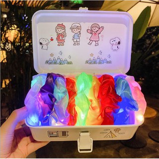 Dây cột tóc vải Scrunchies đèn LED phát sáng mẫu mới